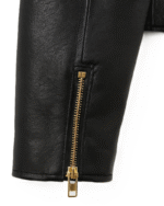 Kim Kardashian Style Black Leather Biker Jacket for Women 4