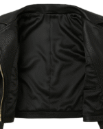 Kim Kardashian Style Black Leather Biker Jacket for Women 5 back