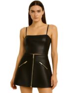 Black Leather Corset with Skirt for Women