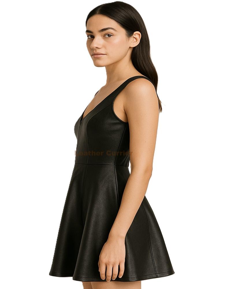 Black Leather Skater Skirt Outfit side 1