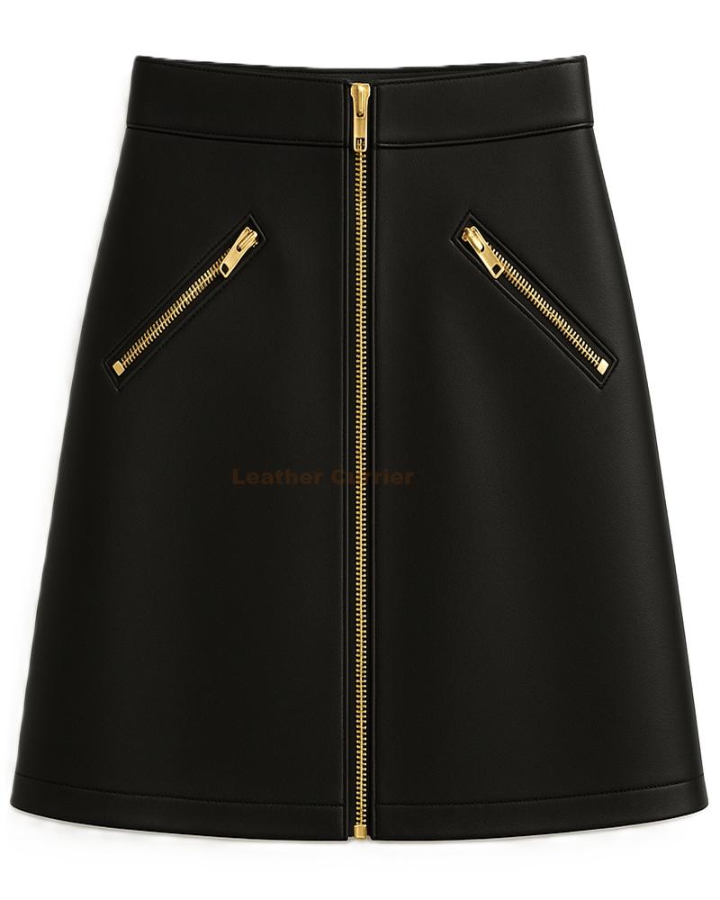 Black Leather Skirt front