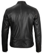 Dodge Men's Black Leather Cafe Racer Jacket 4