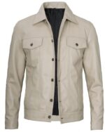 Fernando Men’s Leather Trucker Jacket Shirt Style Collar Front Main Fernando Men’s Leather Trucker Jacket Shirt Style Collar Front Main