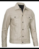 Fernando Men’s Leather Trucker Jacket Shirt Style Collar Front Side Left Fernando Men’s Leather Trucker Jacket Shirt Style Collar Front Side Left