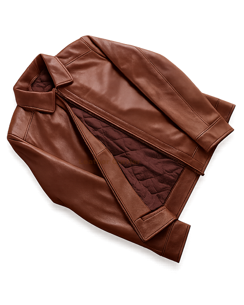 Inferno Distressed Brown Leather Jacket for Men Main without Model