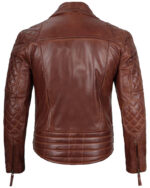 Men's Dark Brown Quilted Asymmetrical Leather Jacket for Bikers img2