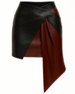 Origami Luxe Geniune Leather Corset and Skirt for Women IMG Fornt Skirt 2