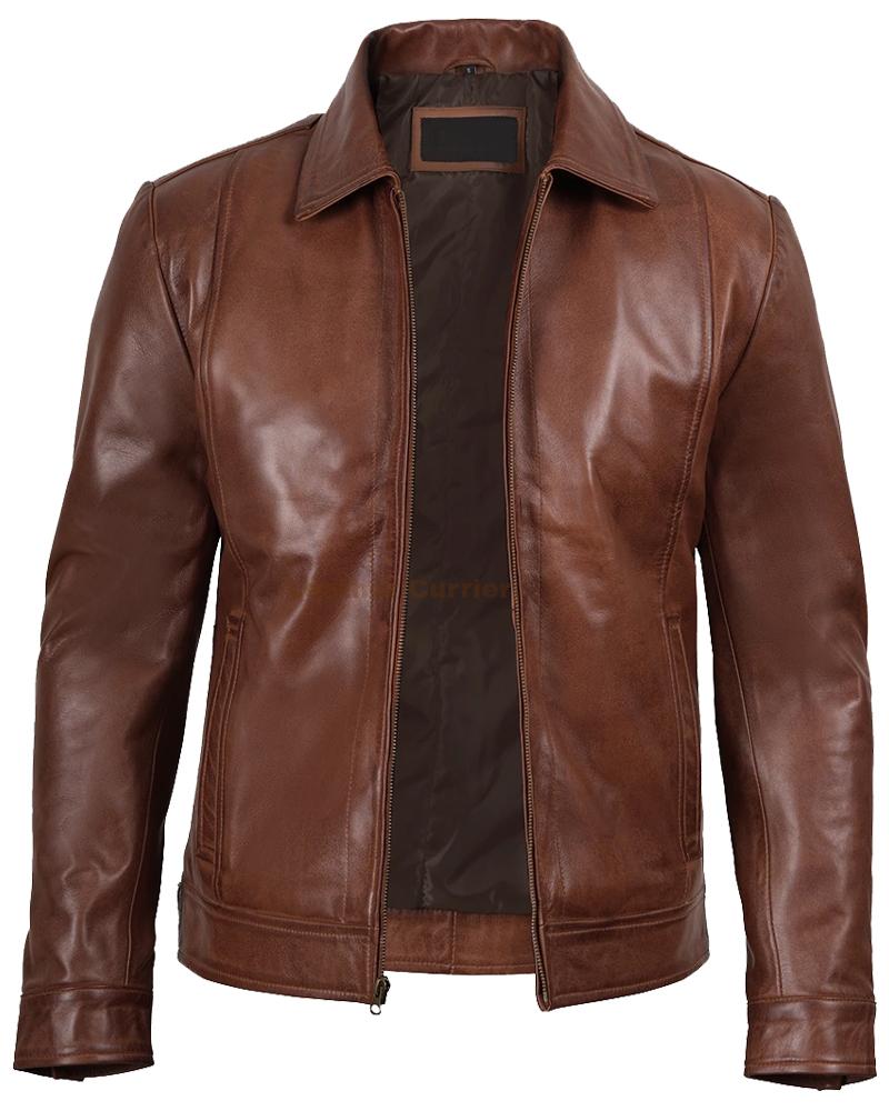 Reeves Brown Real Leather Jacket for Men img3 Reeves Brown Real Leather Jacket for Men img3
