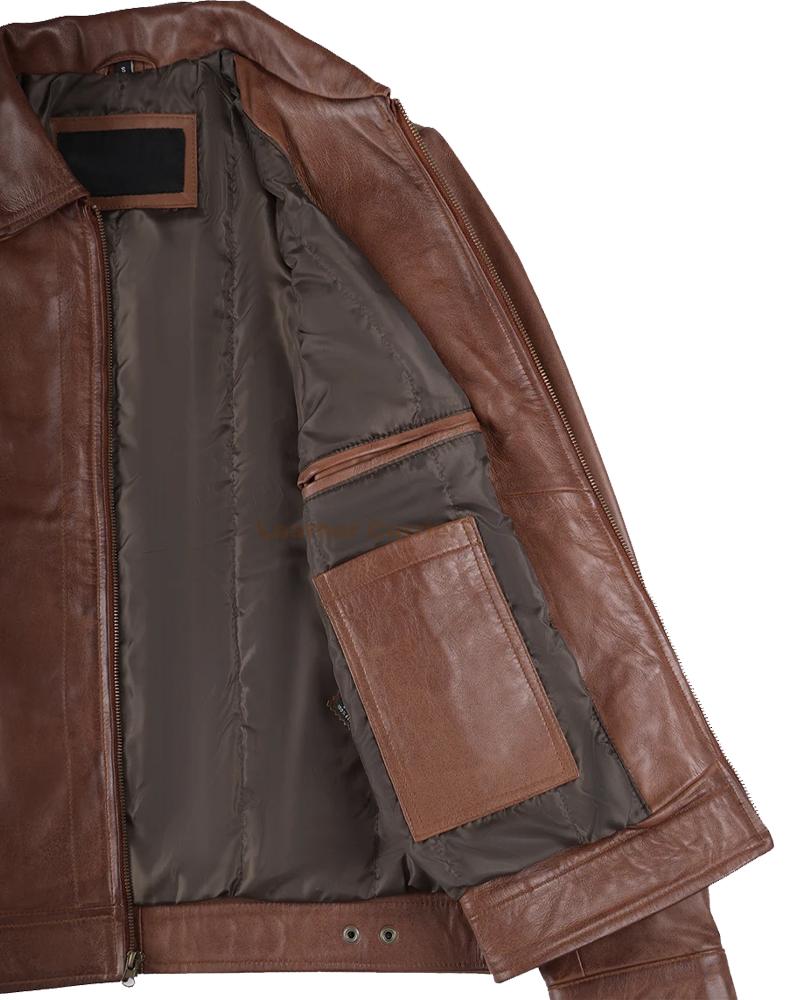 Reeves Brown Real Leather Jacket for Men img5