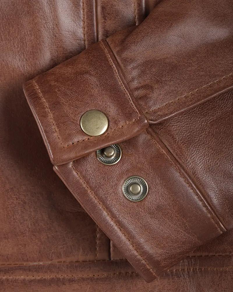 Reeves Brown Real Leather Jacket for Men img5