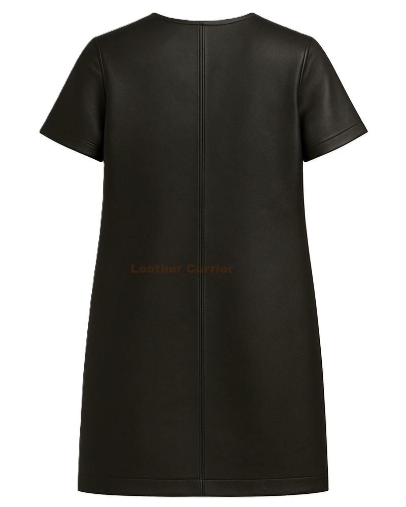 Sleek Black Leather Shift Dress