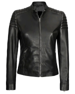Carrie Black Leather Jacket for Women 1
