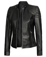 Carrie Black Leather Jacket for Women 3