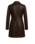 Elite Brown Genuine Leather Coat for Women with model back