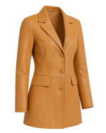 Elite Choice Camel Color Leather Coat for Women side
