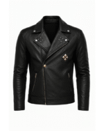 Men’s Studded Black Leather Biker Jacket 1