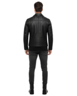 Men’s Studded Black Leather Biker Jacket 5
