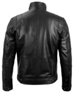 Men's Black Leather Cafe Racer Jacket img2