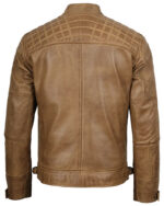 Men’s Waxed Camel Cafe Racer Leather Jacket img2