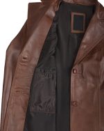 Women's Two Button Cognac Leather Blazer inner