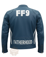 The Road to F9 Concert Vin Diesel Blue Leather Jacket back