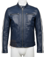 The Road to F9 Concert Vin Diesel Blue Leather Jacket front without model original