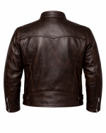 1950s Café Racer Style Leather Jacket – Dark Brown Back