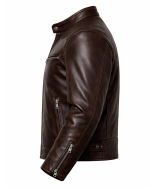 1950s Café Racer Style Leather Jacket – Dark Brown Side