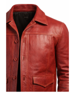 Brad Pitt Fight Club Leather Jacket close up