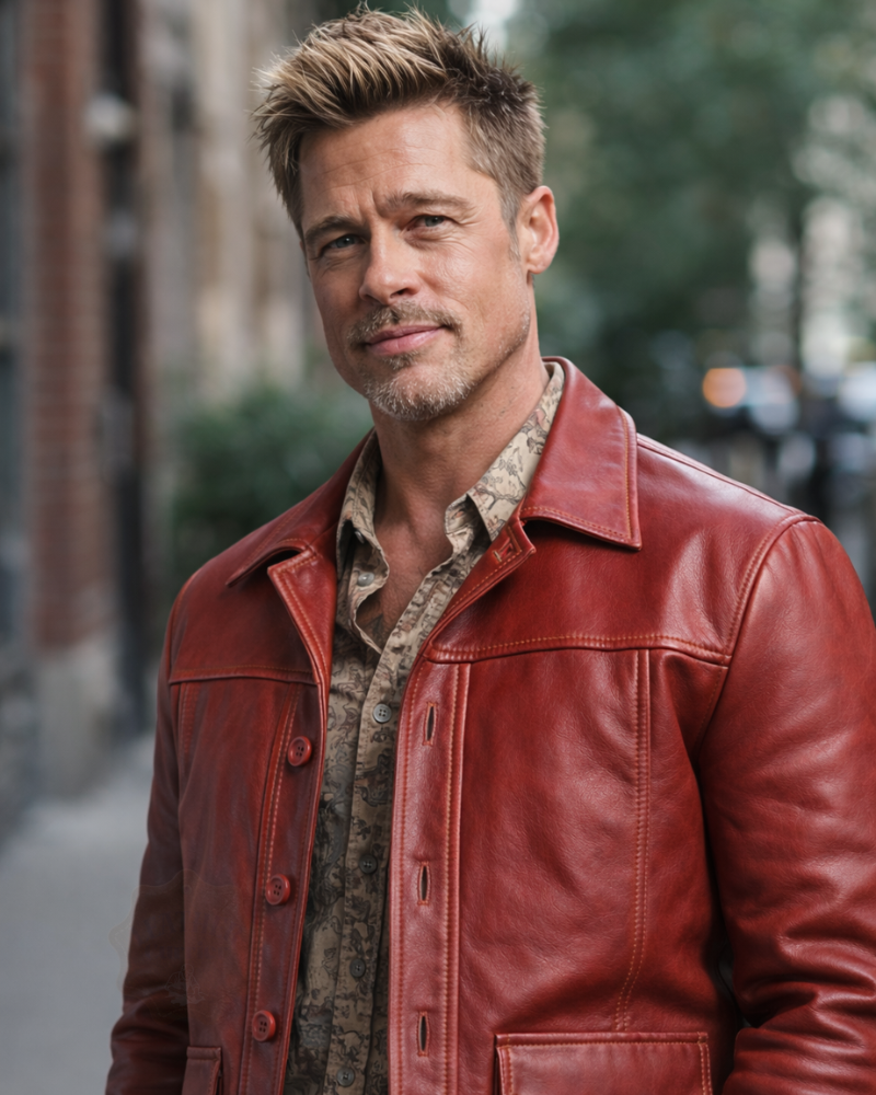 Brad Pitt Fight Club Leather Jacket with Pitt