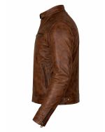 Men’s Vintage Distressed Brown Café Racer Leather Jacket side
