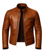 Men’s Vintage-Inspired Café Racer Leather Jacket front