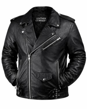 Leather Currier Men Black Genuine Leather Brando Jacket front