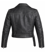 Leather Currier Men Black Real Leather Belted Biker Jacket back