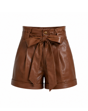 Brown Leather Shorts for Women