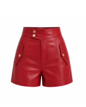 Women’s Bold Red Leather Shorts