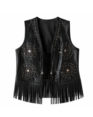 Leather Currier Women's Fringe Leather Vest