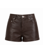 Dark Brown Mini Leather Shorts