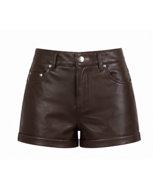 Dark Brown Mini Leather Shorts