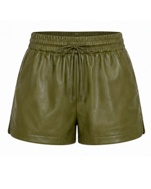 Green Lambskin Leather Shorts image