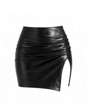 Leather Wrap Mini Skirt image