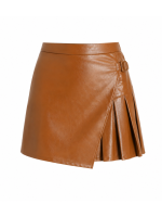 Tan Leather Mini Skirt image