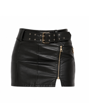 Buckle Style Leather Mini Shorts