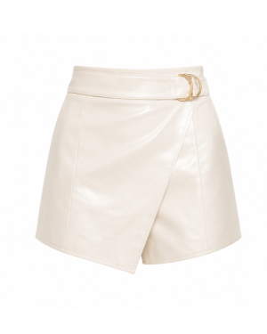 White Leather Mini Shorts image
