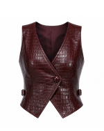 Croc Embossed Leather Vest image