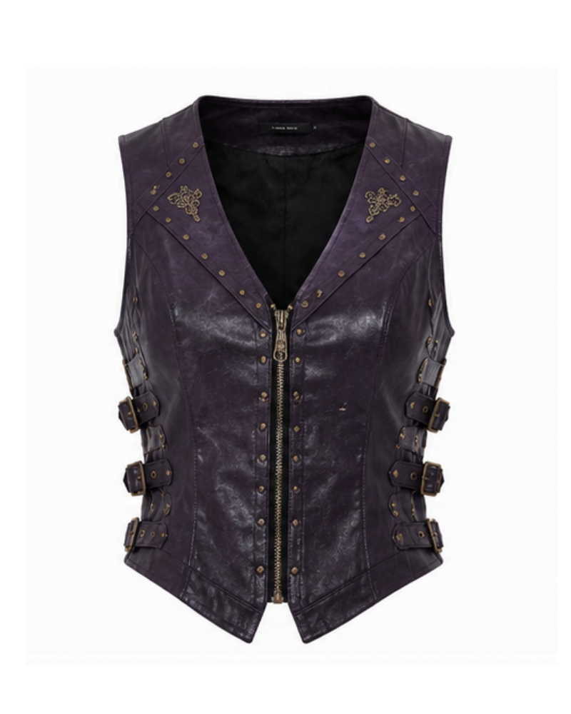 Low Rise Buckle Leather Vest image Low Rise Buckle Leather Vest image