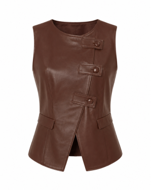 Women Brown Leather Vest