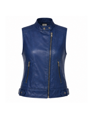 Leather Currier Women Royal Blue Leather Vest