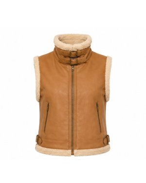 Women Camel Leather Vest