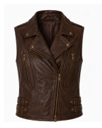 Cognac Women Leather Vest Cognac Women Leather Vest